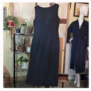 Couture Fitted, Sleeveless Black Dress in Shantung Fabric